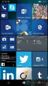 Test Lumia 950 capture d'écran panneau home