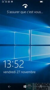 Test Lumia 950 capture d'écran windows hello iris