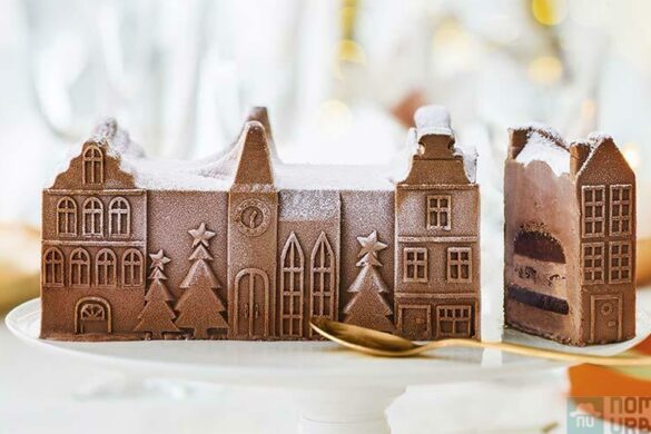 Une gourmandise par jour 23/24, Bûche glacée Village de Noël Picard, gravure à déguster