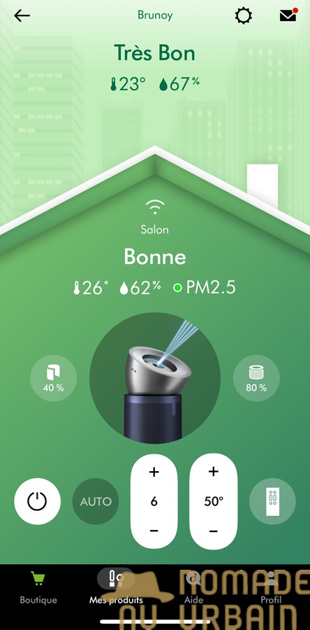 Application du Dyson Big+Quiet Formaldehyde BP03 : claire, réactive et complète