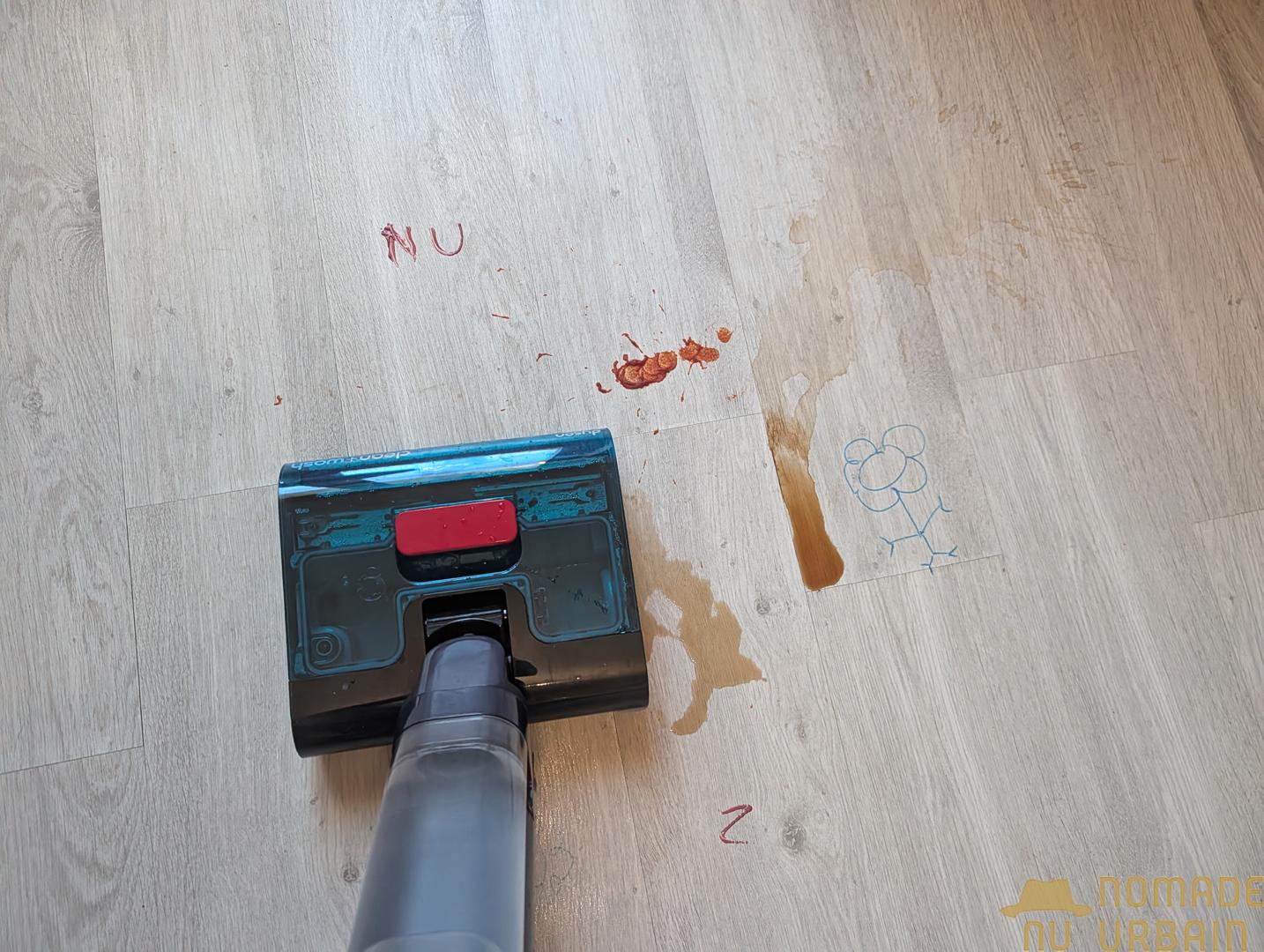 Performances de lavage du Dyson Clean+Wash Hygiene : très efficace mais il faut parfois insister