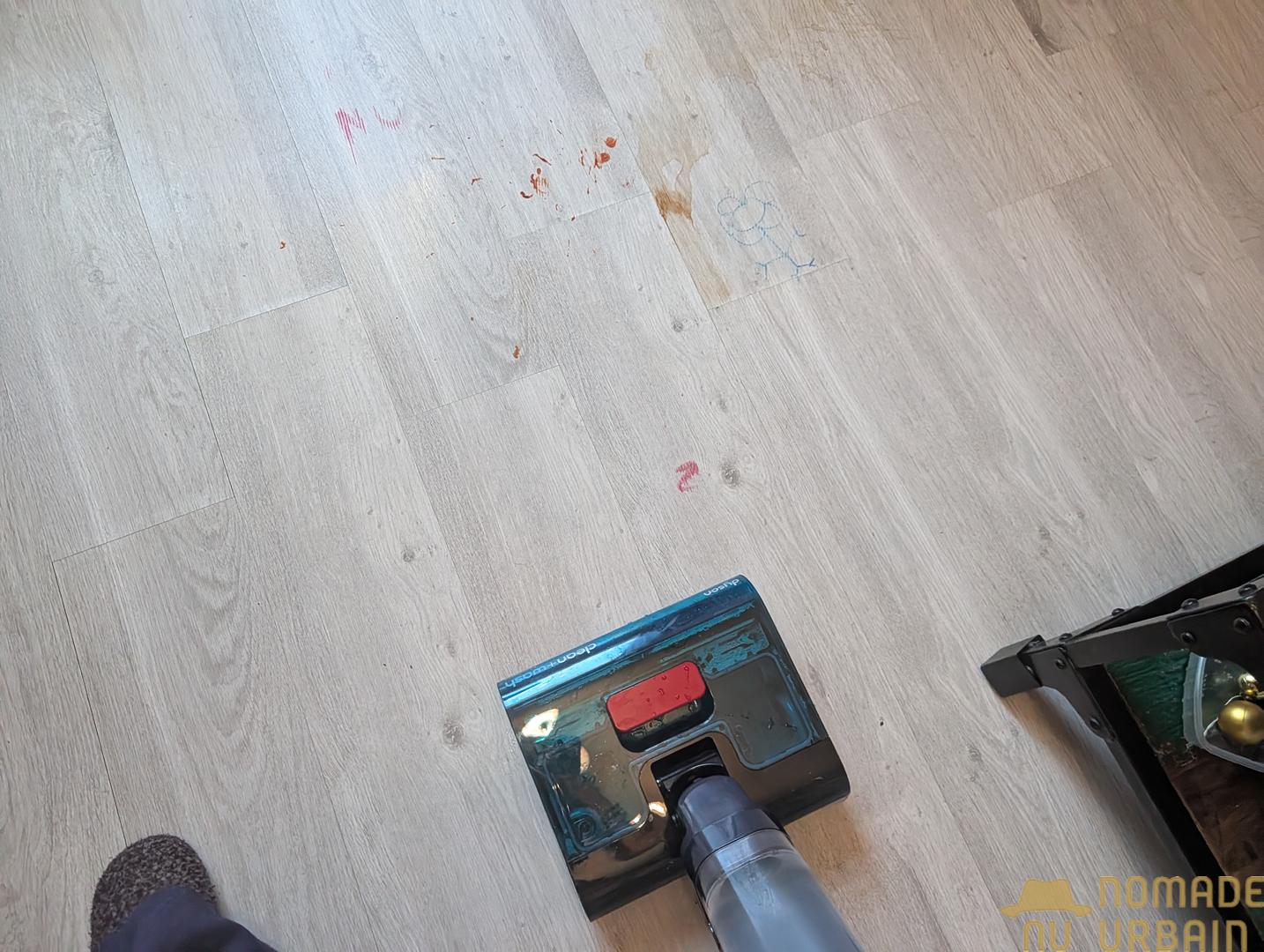 Performances de lavage du Dyson Clean+Wash Hygiene : très efficace mais il faut parfois insister