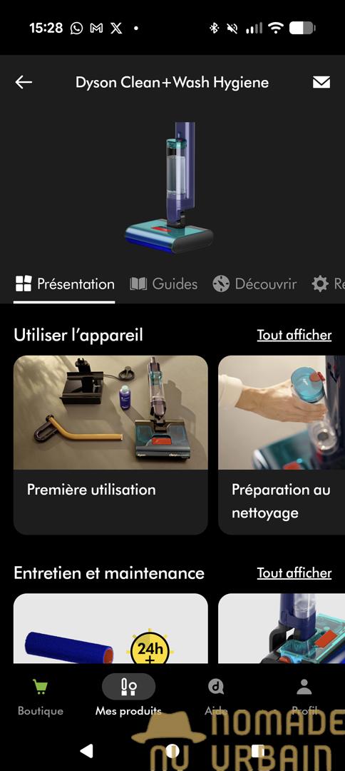 Application du Dyson Clean+Wash Hygiene : une connectivité illusoire