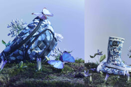 Aigle x Deyrolle imprime son morpho bleu sur poncho, Rainpack et bottes