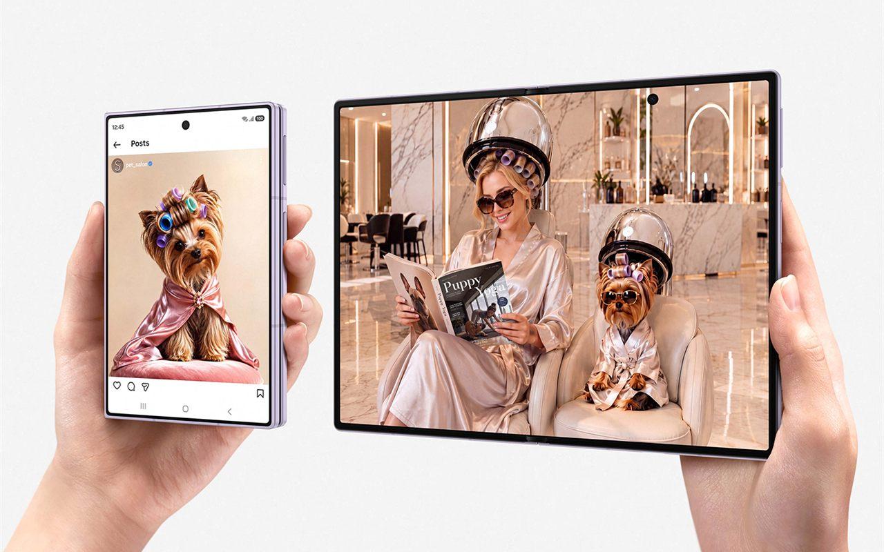 Samsung Galaxy Z Fold8 déplié, grand écran 4:3 pour le divertissement