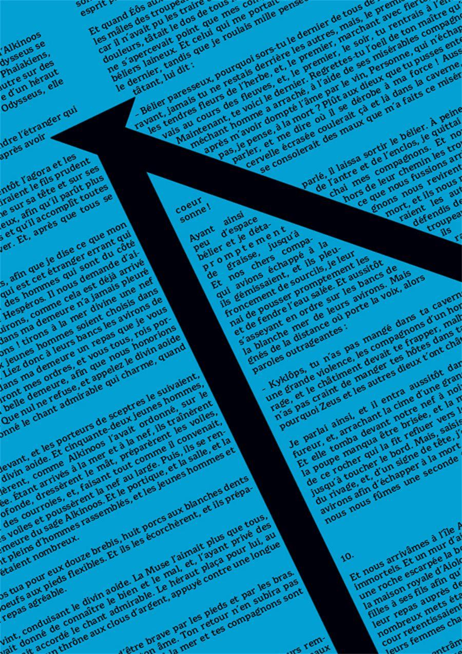 Détail du panneau bleu de l'affiche Bookster L'Odyssée, texte intégral