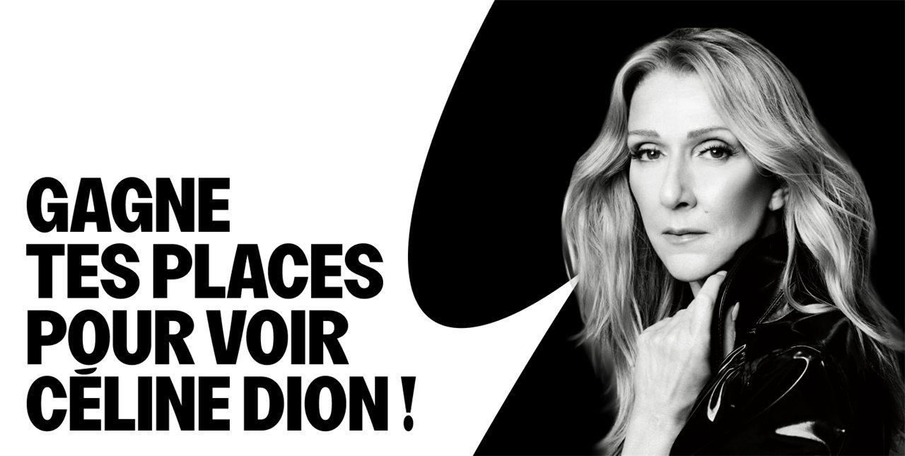 Celine Dion en noir et blanc sur le visuel du concours Deezer Club