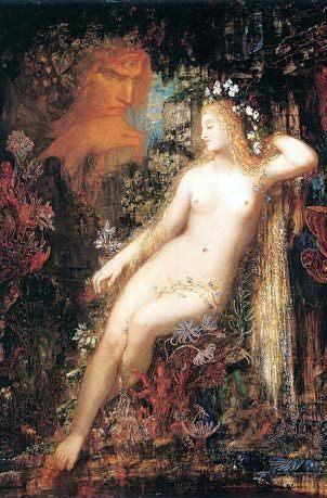 Galatee de Gustave Moreau, nymphe dans une grotte peuplee d'organismes marins