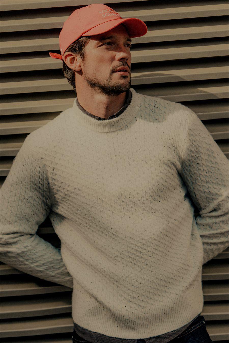 Pull en maille texturee ecrue de la collection IKKS (RE)CONNECTED
