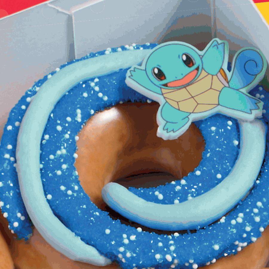 Le donut Carapuce, spirales bleues et cristaux de sucre blancs