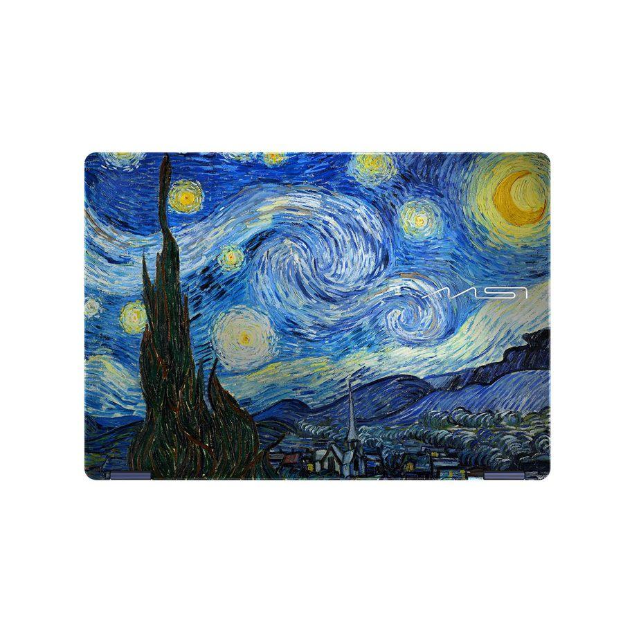 Capot du MSI Prestige 14 Flip Van Gogh orne de La Nuit etoilee