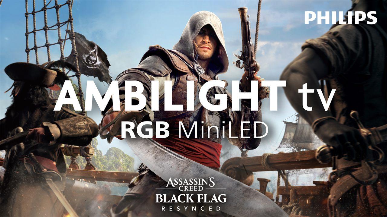 Abordage au sabre dans Assassin's Creed Black Flag Resynced, visuel Philips Ambilight RGB Mini LED