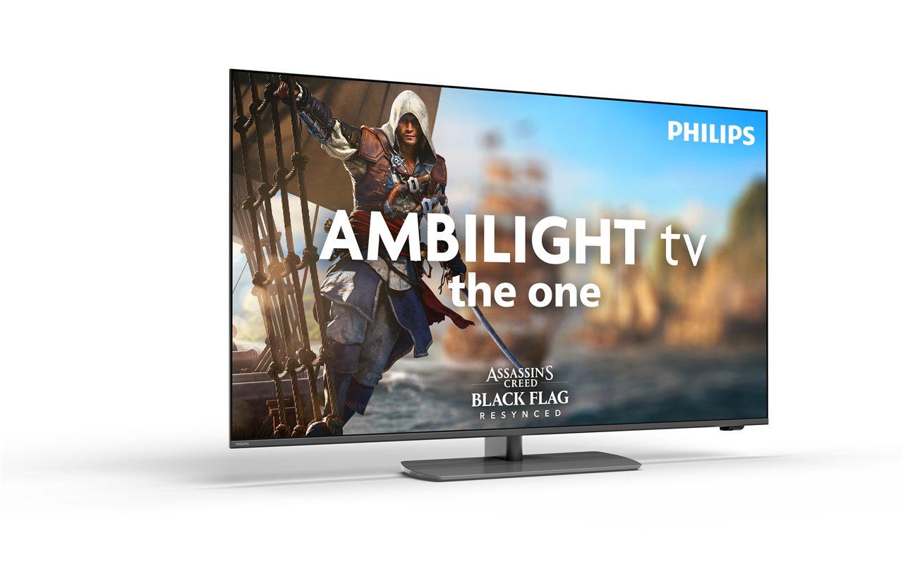 Televiseur Philips PQS9001 de la gamme The One, vu de trois-quarts