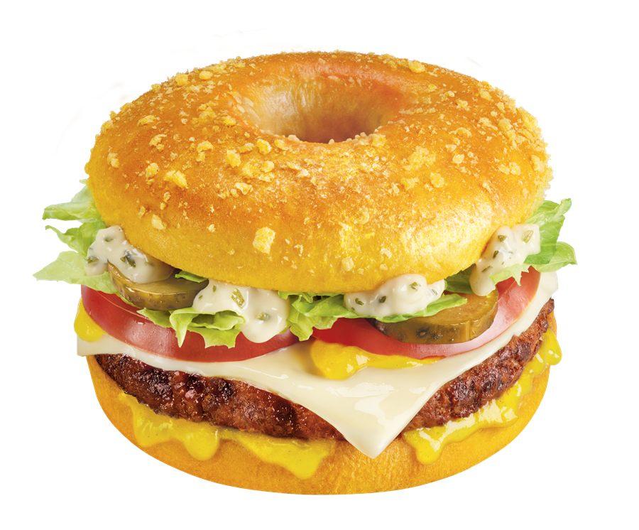 Homer Burger Boeuf de Quick, pain donut jaune aux eclats de mais