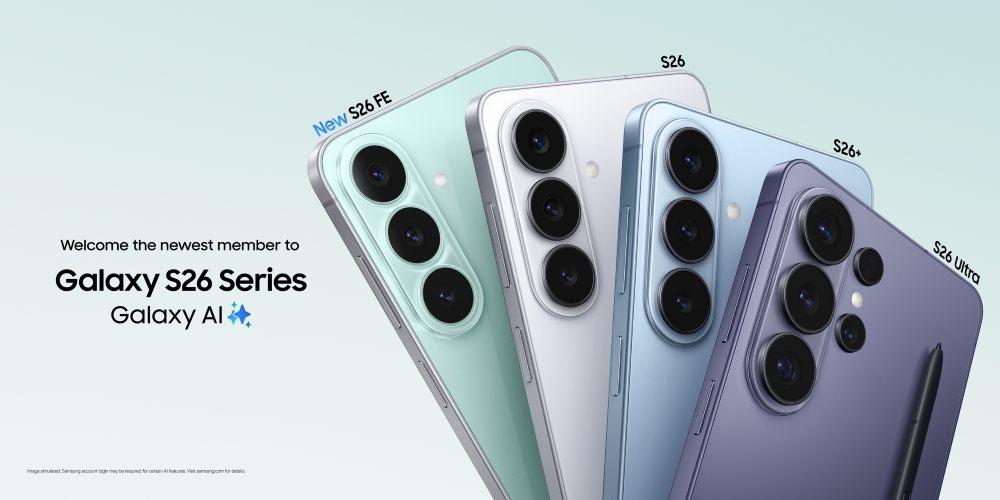 La gamme Galaxy S26 : le S26 FE, le S26, le S26+ et le S26 Ultra de dos