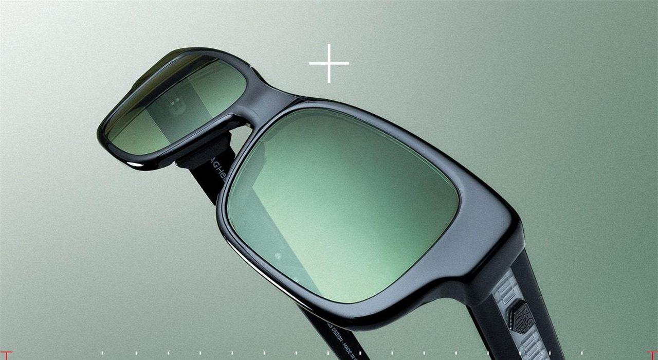 Solaire Golden Age en acétate noir, verres verts, TAG Heuer Eyewear