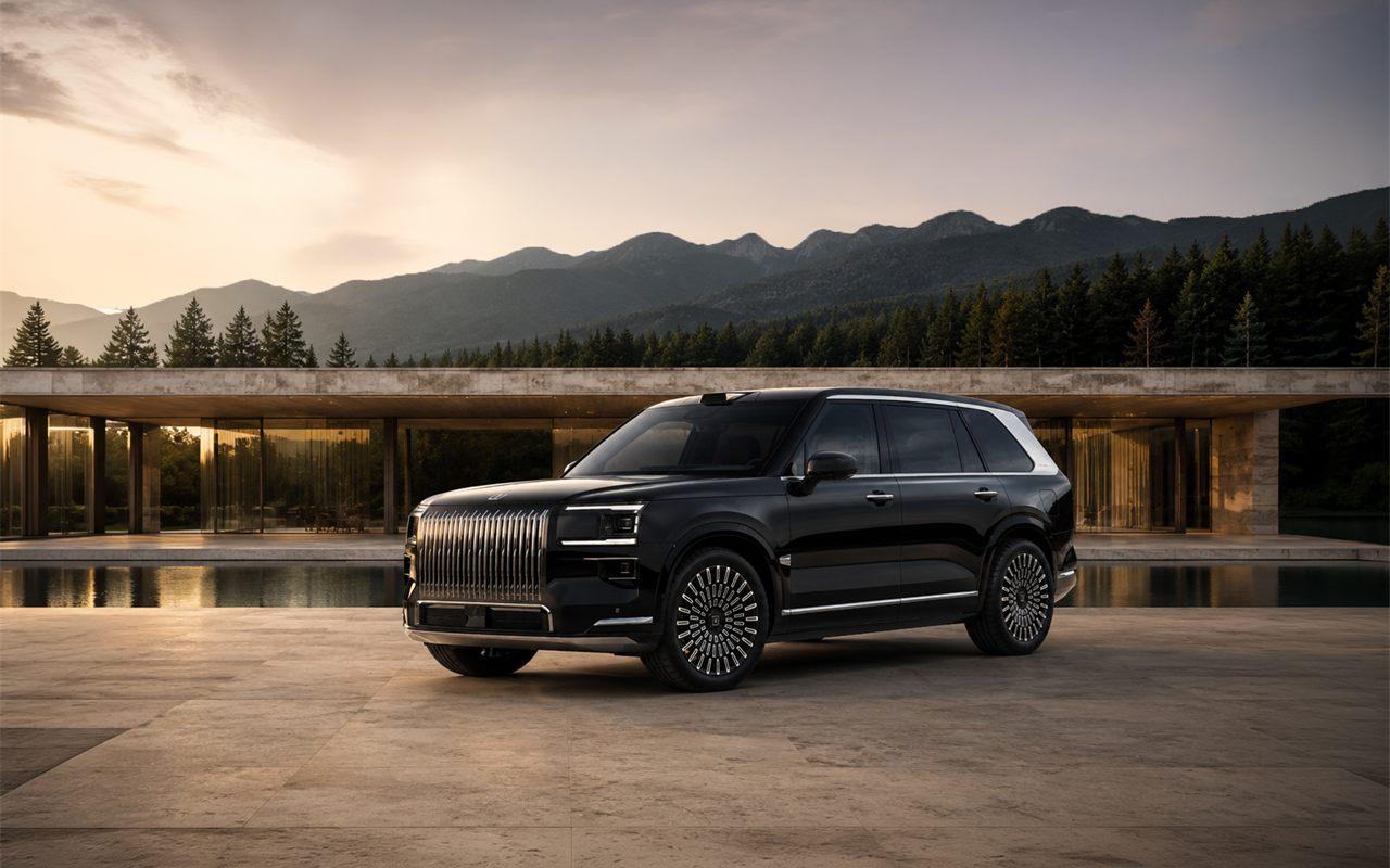 Zeekr 9X, grand SUV noir vu de trois quarts avant