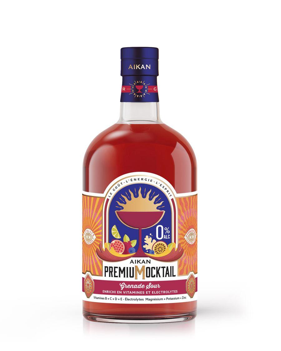 La bouteille d'AIKAN Premium Mocktail Grenade Sour, cocktail sans alcool