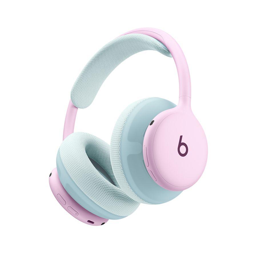 Beats 360 rose avec coussinets bleu ciel en maille technique