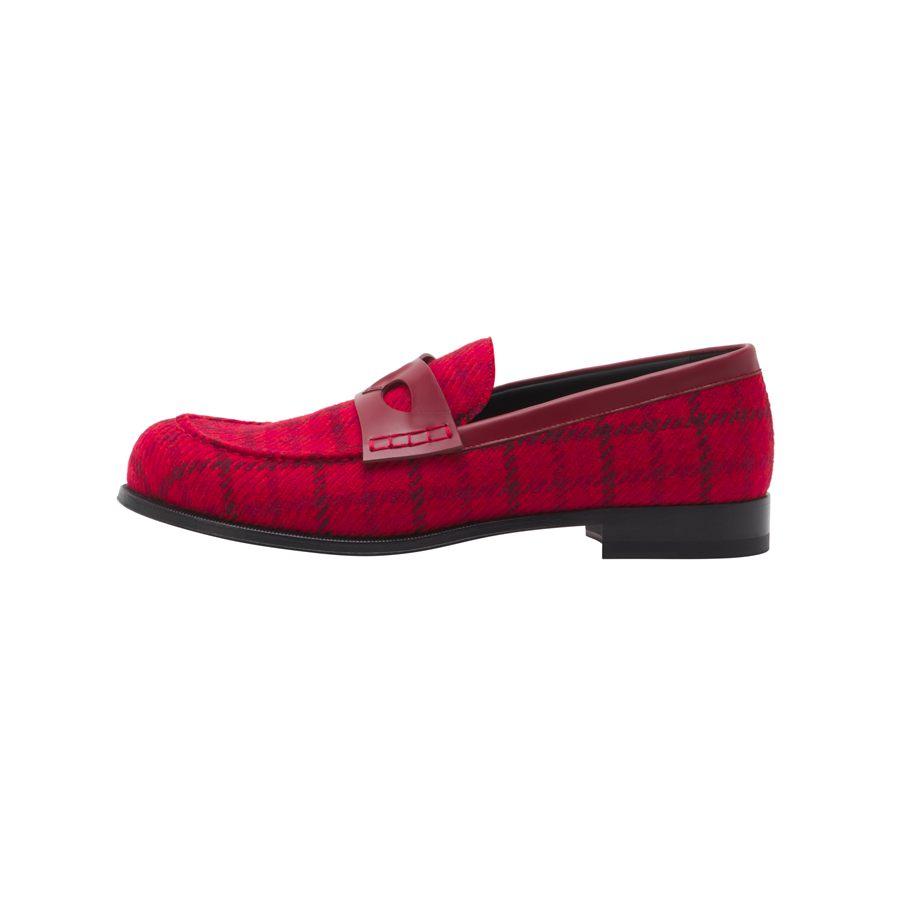 Mocassin Circ Loafer Christian Louboutin en pied-de-poule rouge et bride de cuir