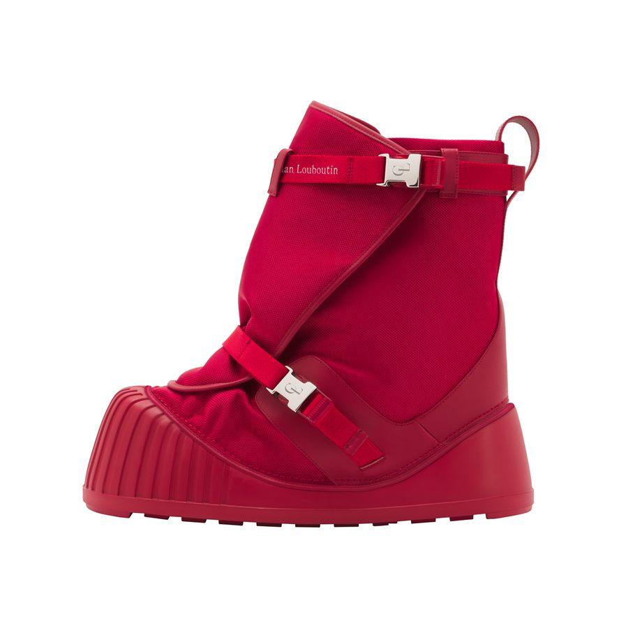 Botte Gravitamoon Christian Louboutin en nylon rouge à sangles et boucles métalliques