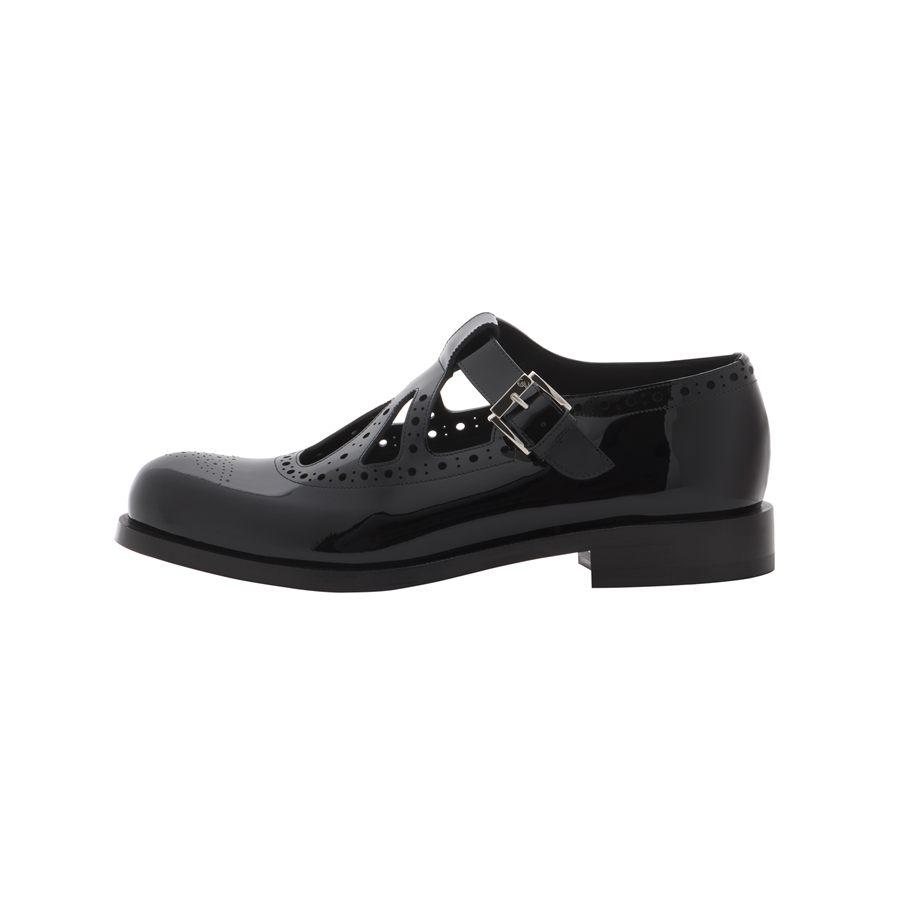 Mary jane Marc Poppin Christian Louboutin en cuir verni noir à bride en T