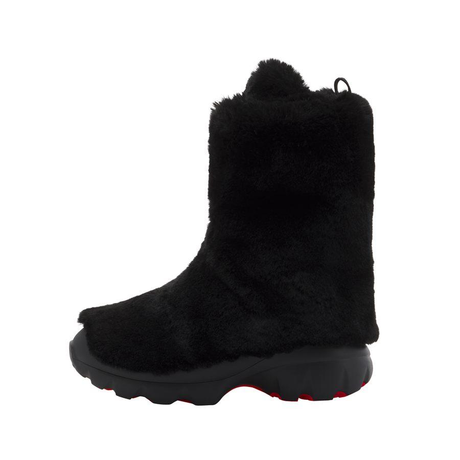 Botte Snow Hiker Christian Louboutin couverte de fausse fourrure noire