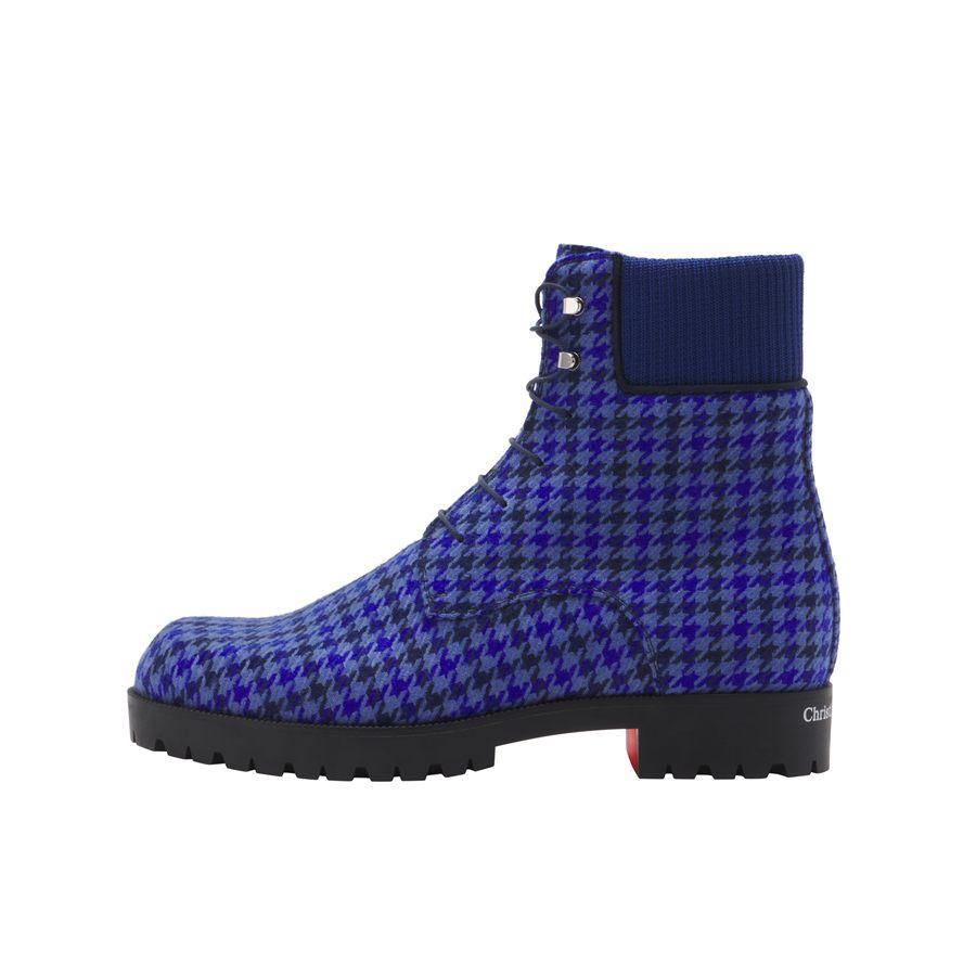 Bottines Trapman TCT 2 Christian Louboutin en pied-de-poule bleu à col de maille