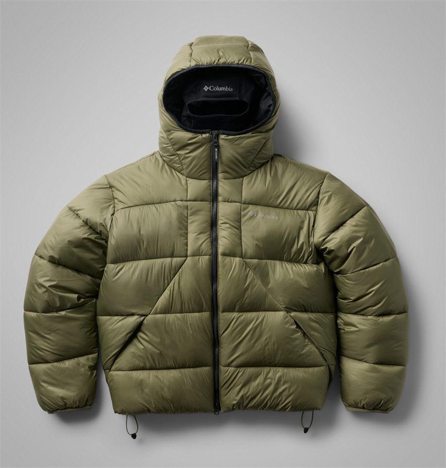 Doudoune St/rmwall kaki de face, cagoule ouverte au col sous la capuche