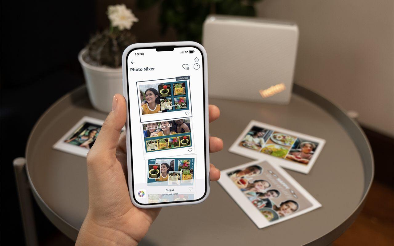 L'application Photo Mixer de l'instax Link WIDE 2 propose plusieurs mises en page de photomontage