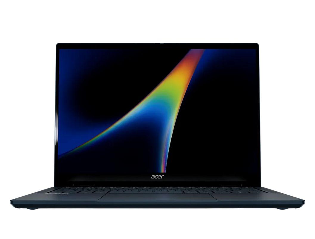 L'Acer Googlebook 14, châssis bleu nuit, écran ouvert
