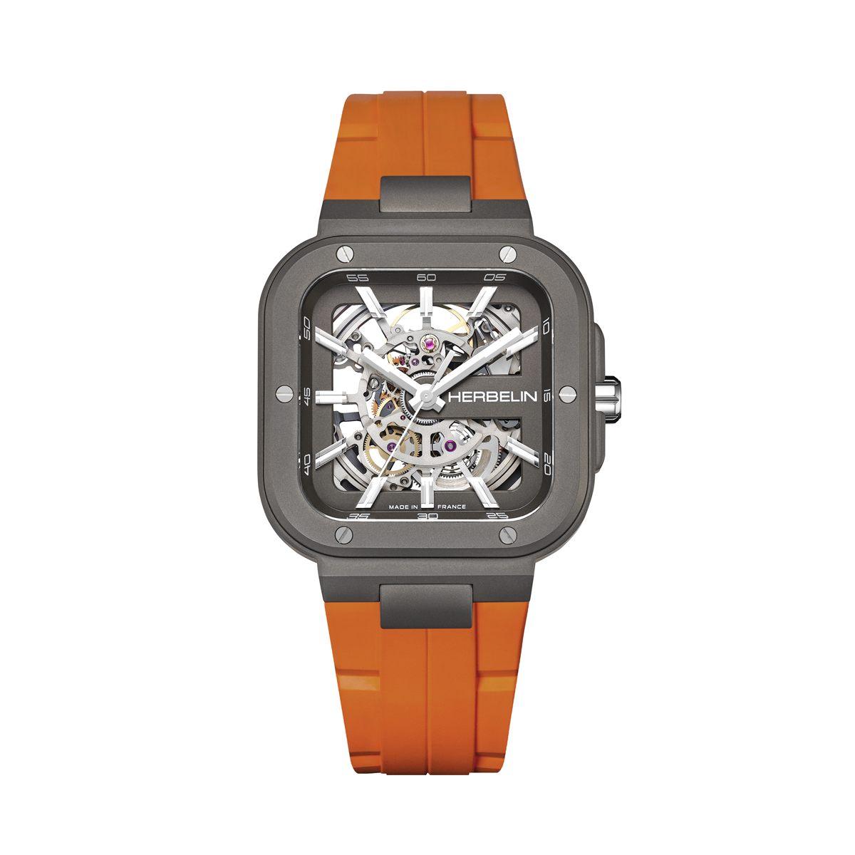Cap Camarat Square Skeleton Titane sur bracelet FKM orange