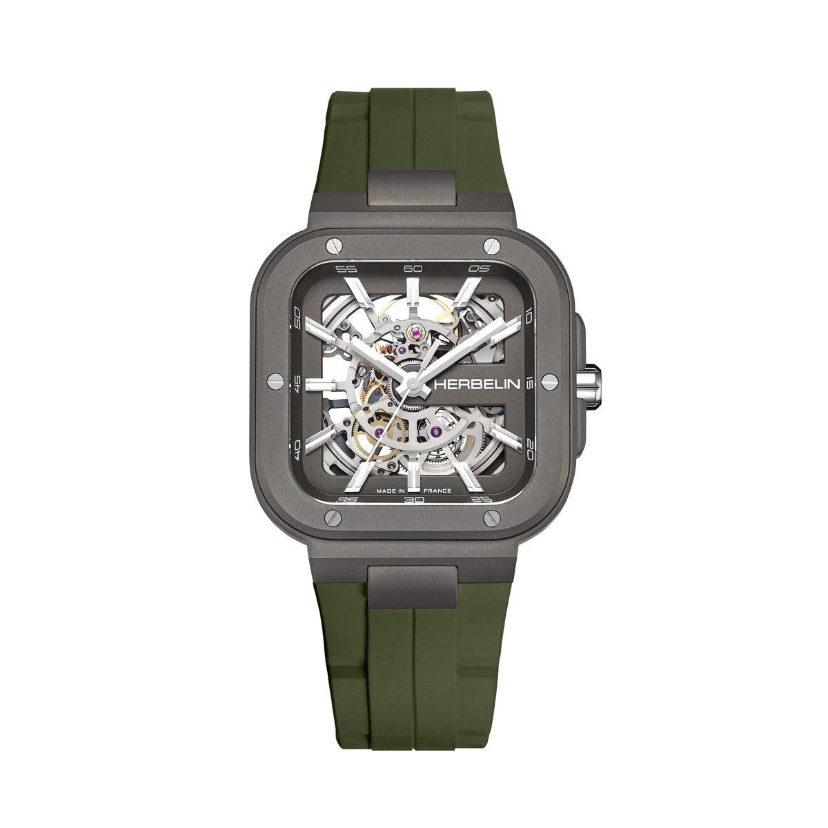 Cap Camarat Square Skeleton Titane sur bracelet FKM vert kaki