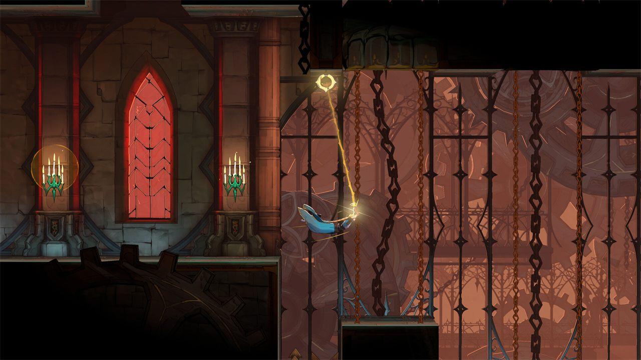Rose Belmont se balance au bout de son fouet dans Castlevania: Belmont's Curse