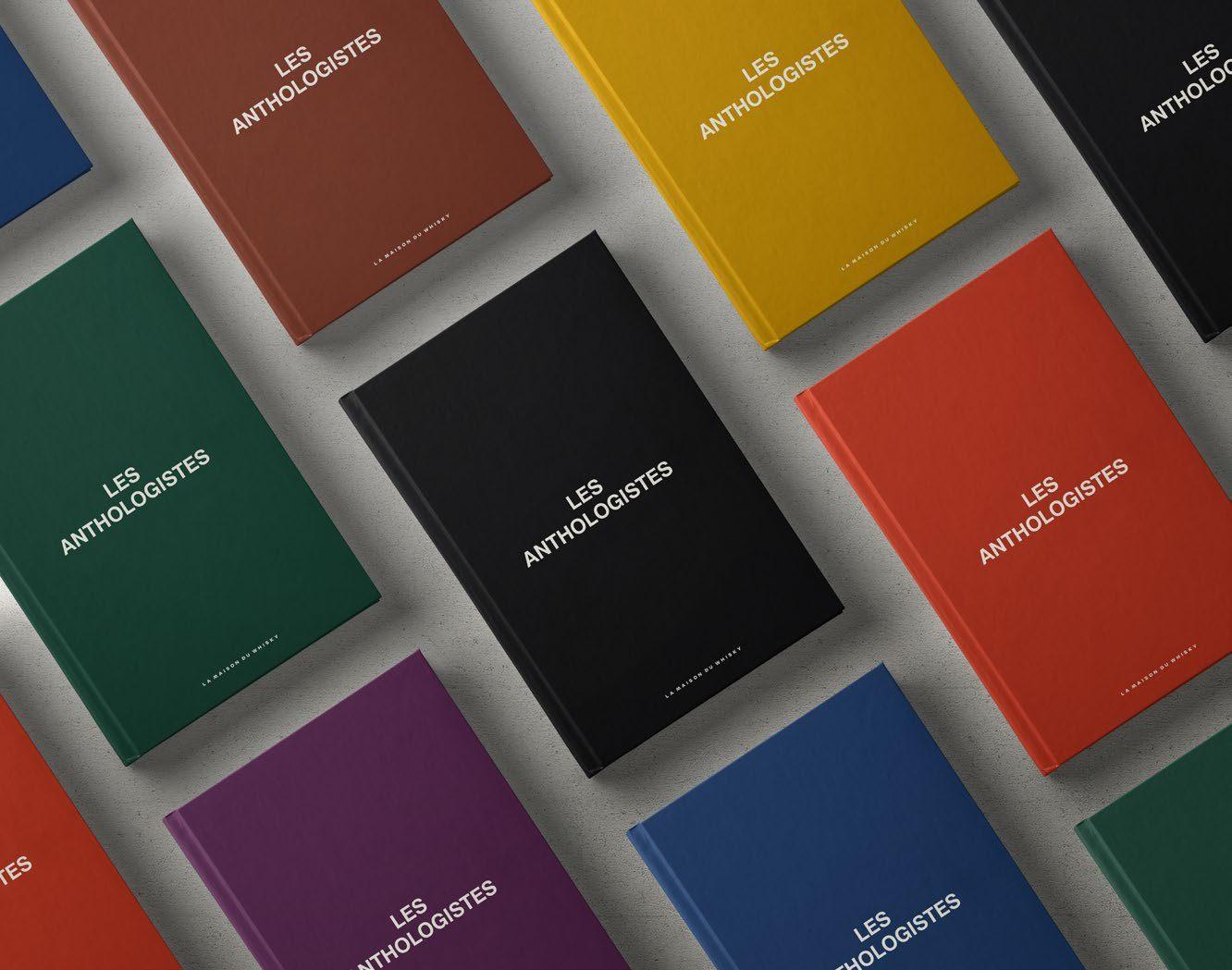 Les couvertures colorées du catalogue Les Anthologistes de La Maison du Whisky