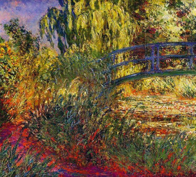 Le pont japonais de Giverny peint par Claude Monet, repris sur une étiquette Chichibu