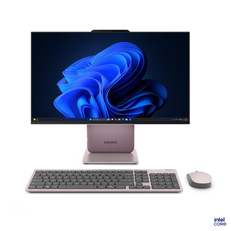 L'IdeaCentre AIO i en vert et en violet, avec clavier et souris assortis