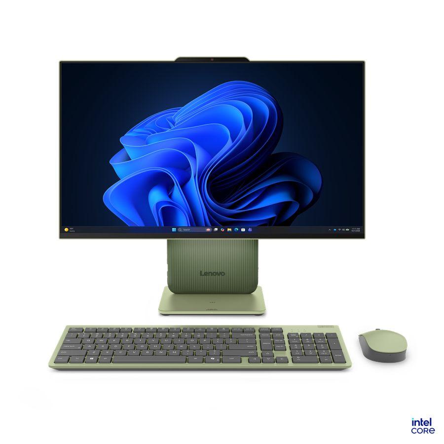 L'IdeaCentre AIO i en vert et en violet, avec clavier et souris assortis