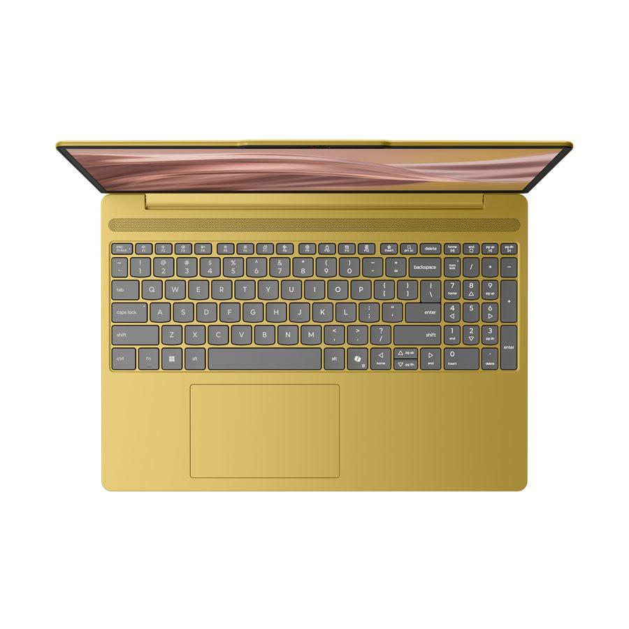 Clavier du Lenovo IdeaPad Vibe, touches grises sur châssis doré puis vert