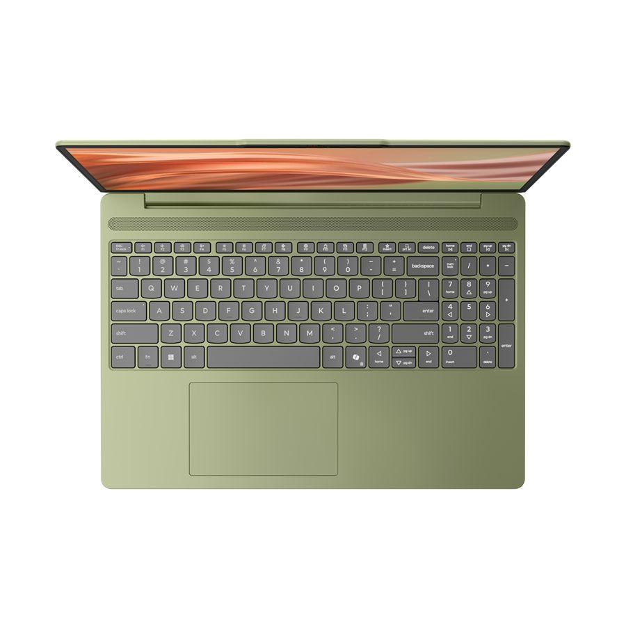 Clavier du Lenovo IdeaPad Vibe, touches grises sur châssis doré puis vert