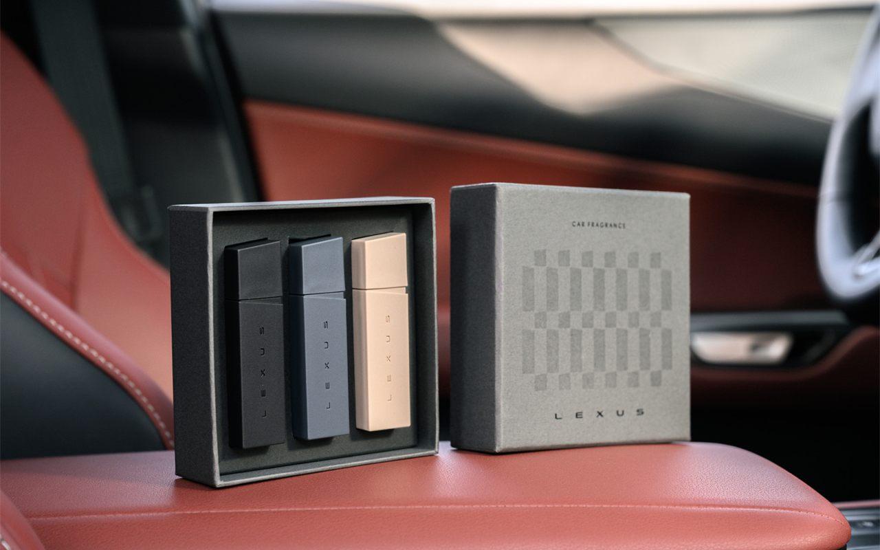 Cartouches de parfum du Concierge Sensoriel du Lexus NX dans leur coffret