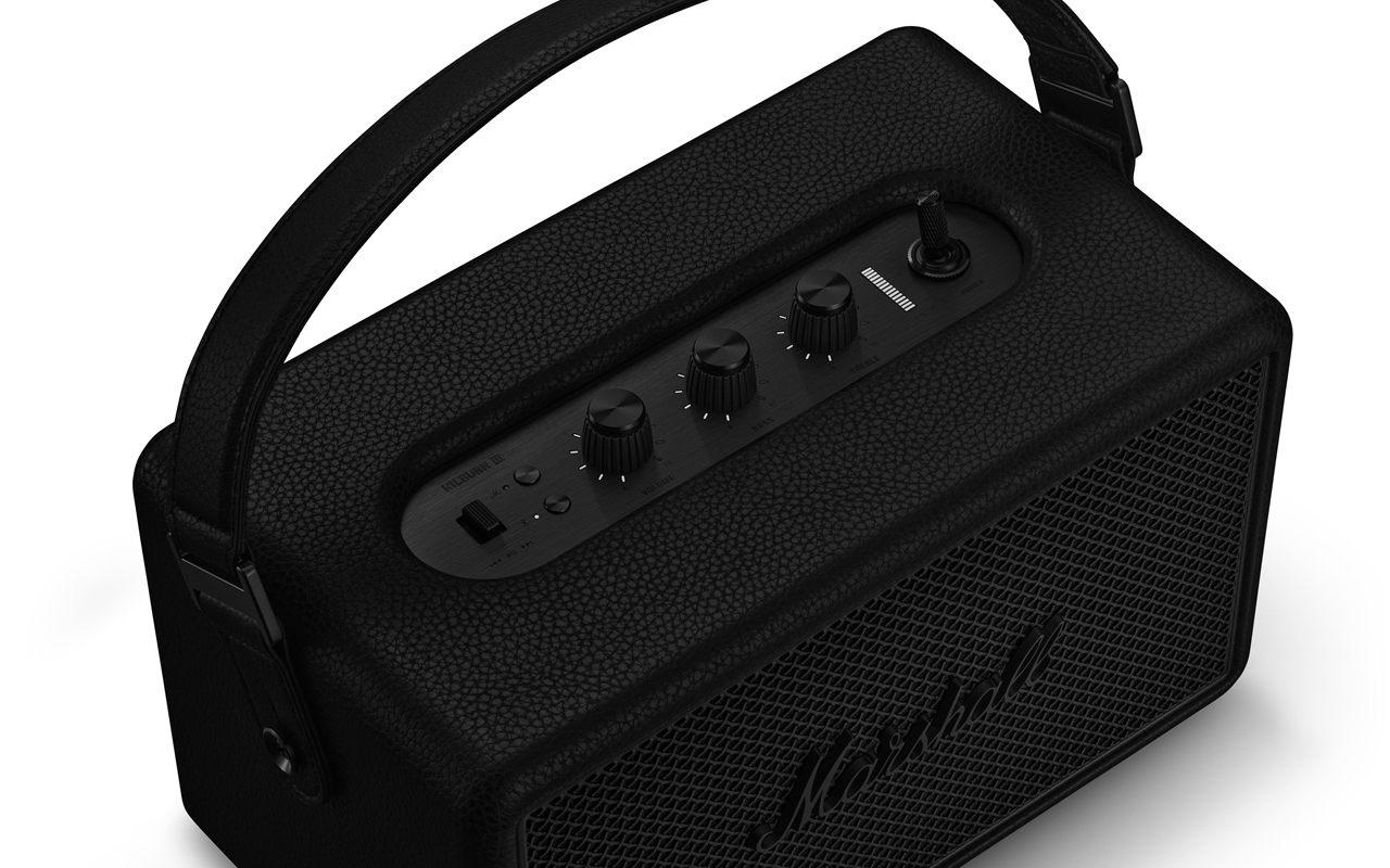 Platine noire brossee et molettes de la Marshall Kilburn III Pitch Black