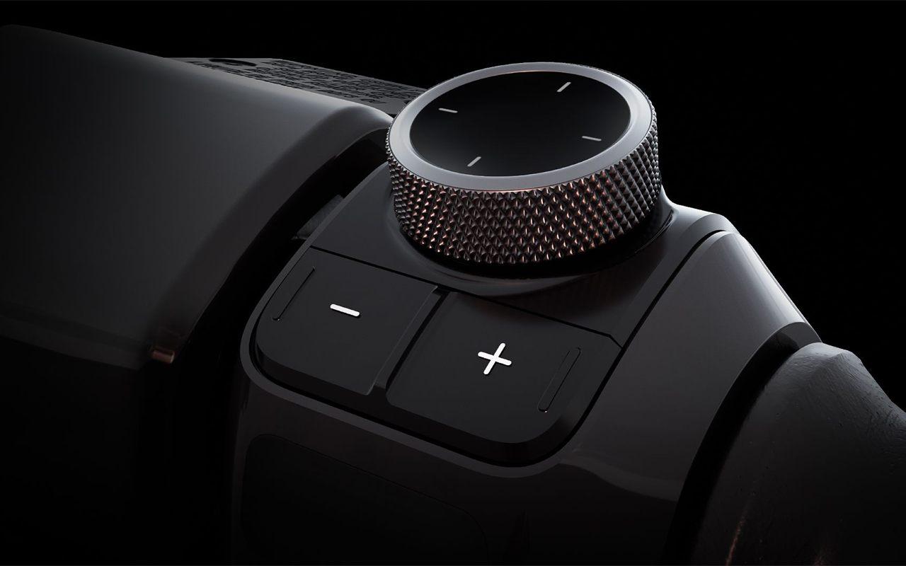 Molette crantée et boutons de commande au guidon du NIU FQiX x Razer