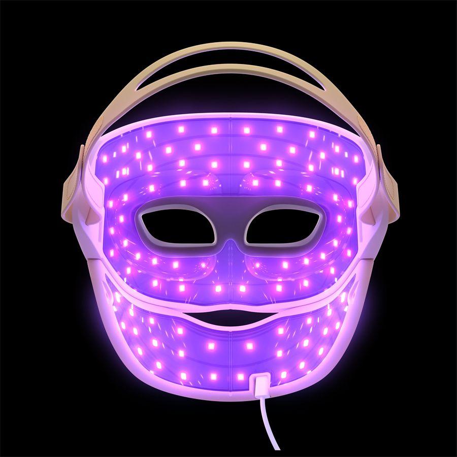 Le masque LED Philips ReAura allumé, diodes bleues vues de l'intérieur