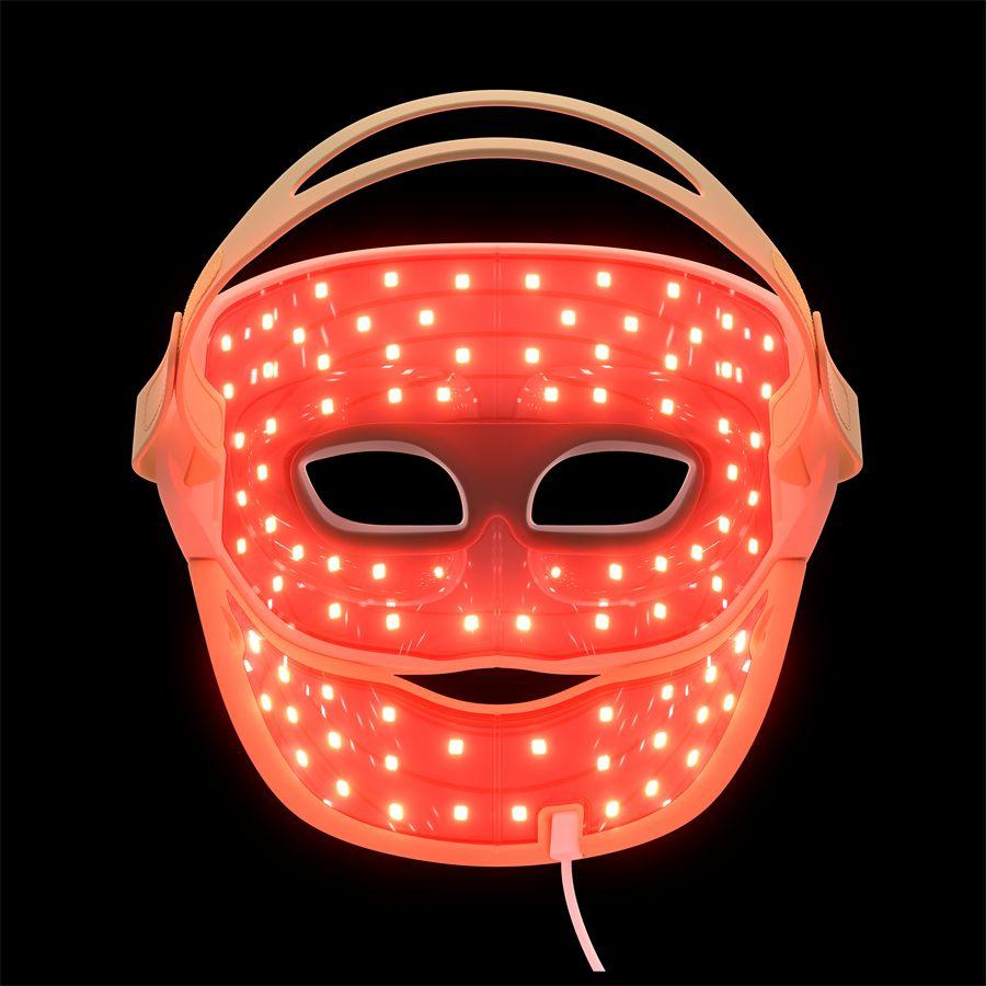 Le masque LED Philips ReAura allumé, diodes rouges vues de l'intérieur