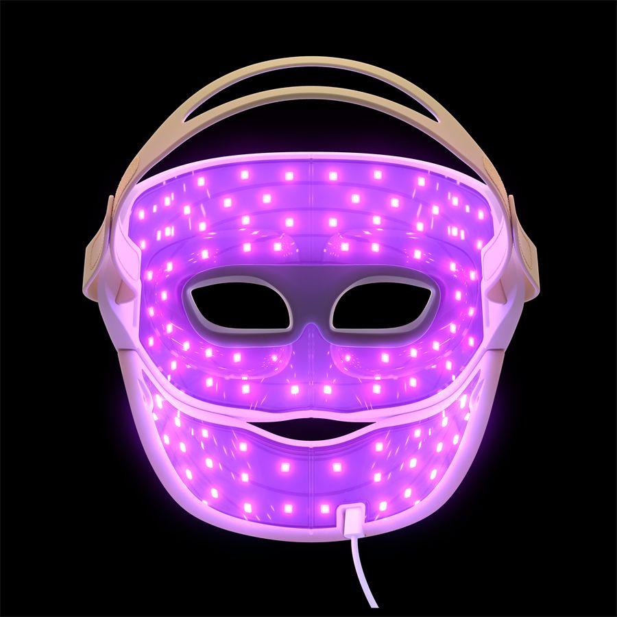 Le masque LED Philips ReAura allumé, diodes violettes vues de l'intérieur