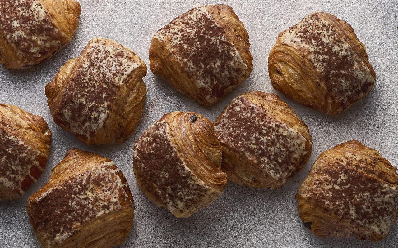 Pains au chocolat Mogador de Pierre Herme, feuilletage poudre de cacao