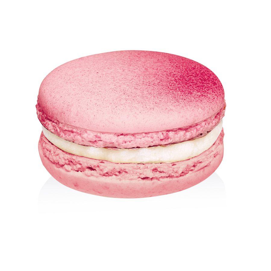 Macaron Ispahan, coque rose virant au framboise et ganache ivoire