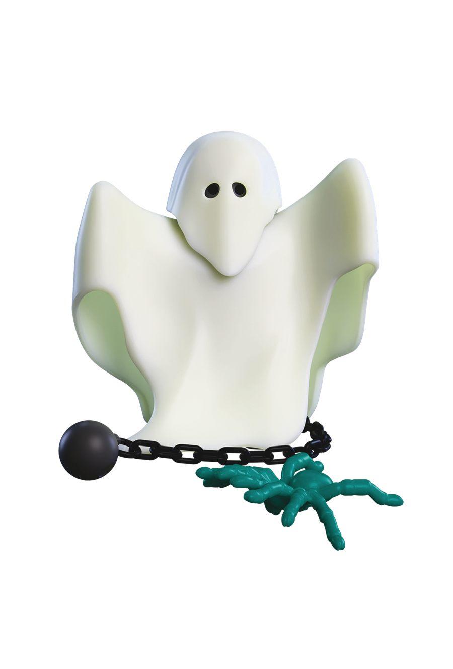Fantôme Playmobil sous son drap blanc, boulet, chaîne et araignée