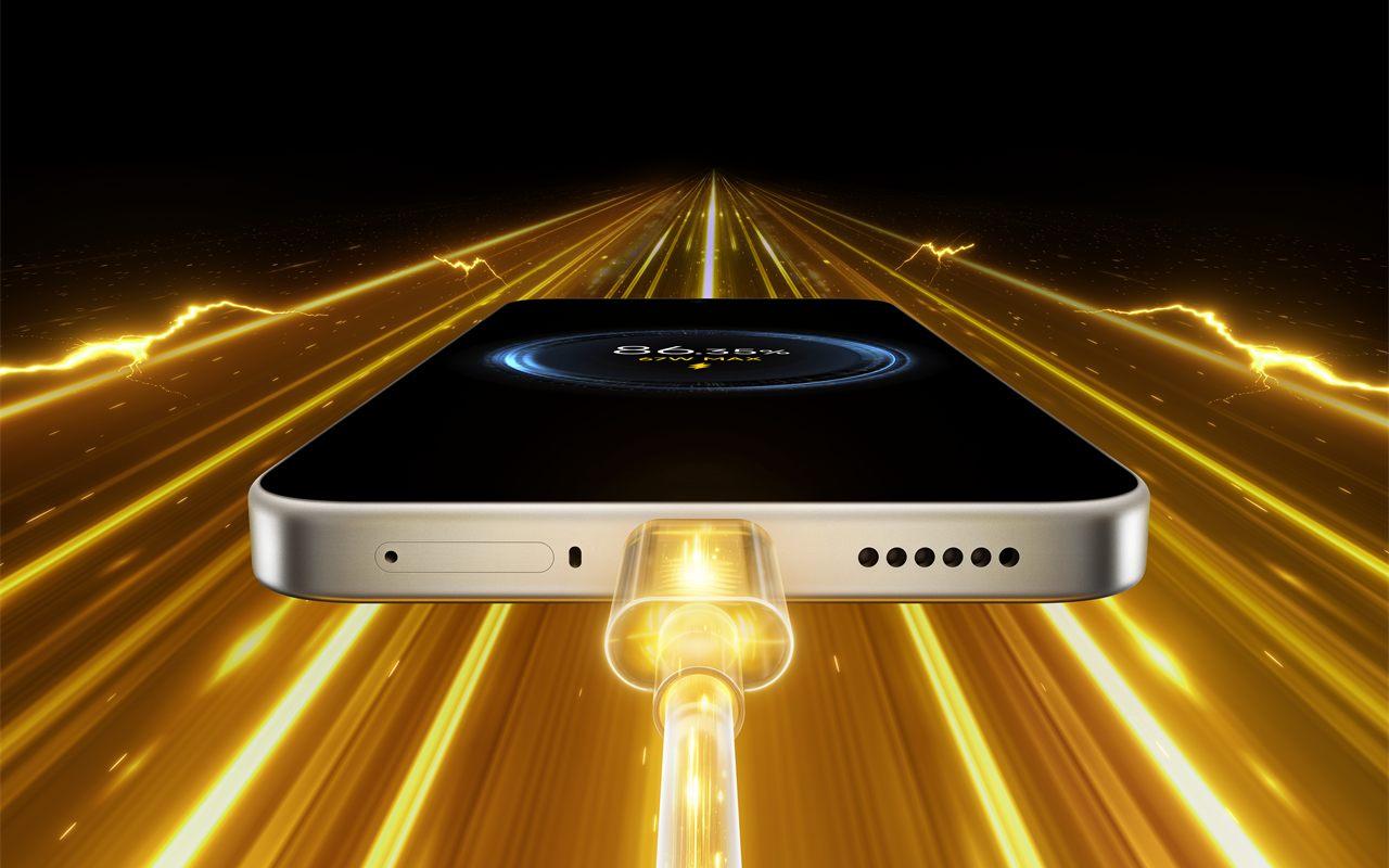Câble USB-C branché sur le POCO X8 pour la charge rapide de 67 W